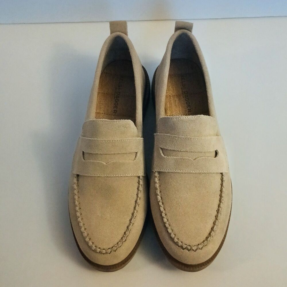 Kelsi Dagger Brooklyn Abner Suede Loafers Whipstitch Penny Womens 10 - Picture 2 of 9